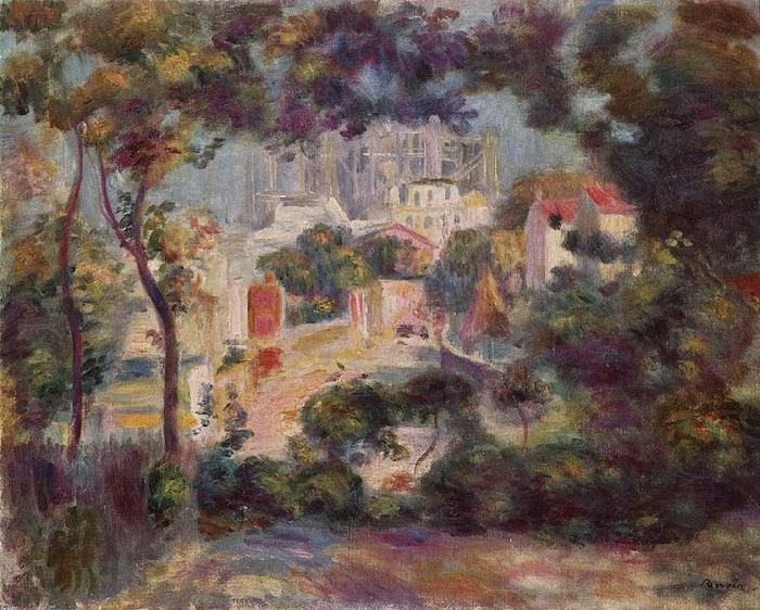 Pierre-Auguste Renoir Landschaft mit Ansicht von Sacre Coeur oil painting image